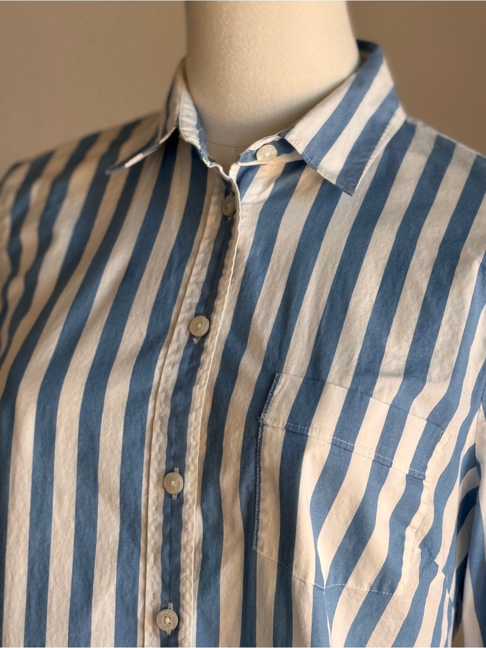 J.Crew Blue White Striped Button Front Shirt Cotton Stretch Women’s Small - Picture 4 of 11